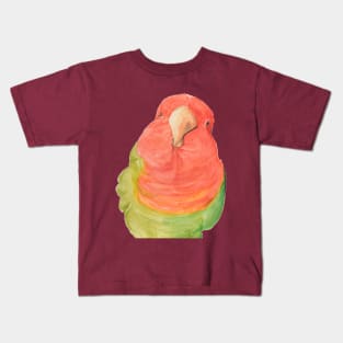 Watercolor loverbird lovebird parrot bird pink and green Kids T-Shirt